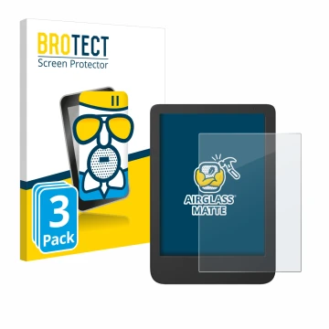 Vorderseite einer Produktverpackung mit dem Markenlogo BROTECT. Daneben ist das Gerät Tolino Shine 5 Color 2024 mit dem zugehö