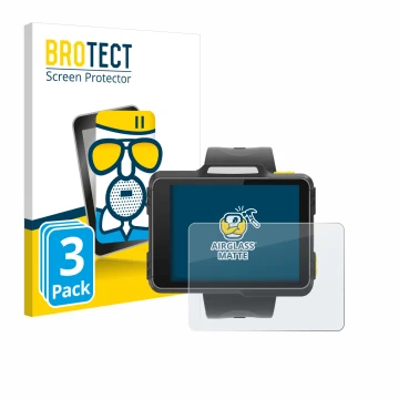 Vorderseite einer Produktverpackung mit dem Markenlogo BROTECT. Daneben ist das Gerät Newland WD1 mit dem zugehörigen Displays