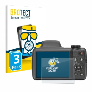 Vorderseite einer Produktverpackung mit dem Markenlogo BROTECT. Daneben ist das Gerät Kodak Pixpro AZ528 mit dem zugehörigen D