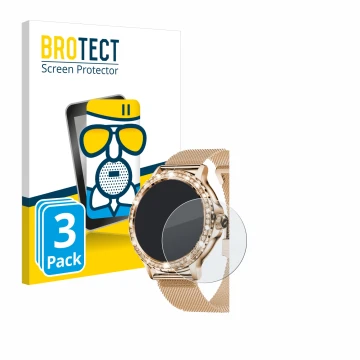 Vorderseite einer Produktverpackung mit dem Markenlogo BROTECT. Daneben ist das Gerät walkbee Smartwatch 1.3