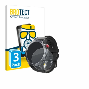Vorderseite einer Produktverpackung mit dem Markenlogo BROTECT. Daneben ist das Gerät Darmowade Smartwatch 1.32