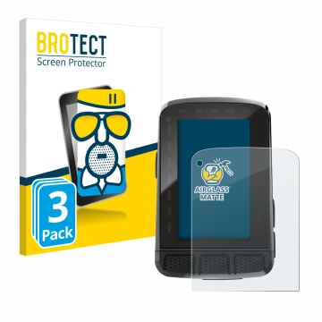 Vorderseite einer Produktverpackung mit dem Markenlogo BROTECT. Daneben ist das Gerät Wahoo Elemnt Roam V2 GPS mit dem zugehör