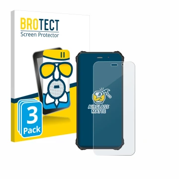 Vorderseite einer Produktverpackung mit dem Markenlogo BROTECT. Daneben ist das Gerät Fossibot F101P mit dem zugehörigen Displ