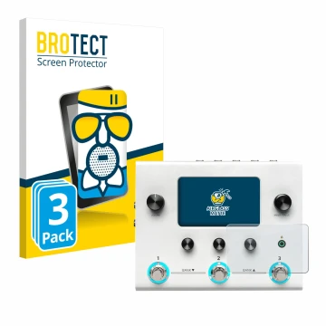 Vorderseite einer Produktverpackung mit dem Markenlogo BROTECT. Daneben ist das Gerät Hotone Ampero II Stomp mit dem zugehörig