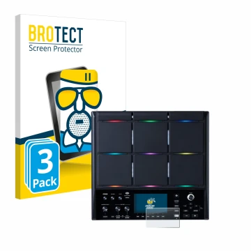 Vorderseite einer Produktverpackung mit dem Markenlogo BROTECT. Daneben ist das Gerät Roland SPD-SX PRO mit dem zugehörigen Di