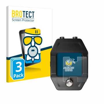 Vorderseite einer Produktverpackung mit dem Markenlogo BROTECT. Daneben ist das Gerät Shure GLXD16+ mit dem zugehörigen Displa