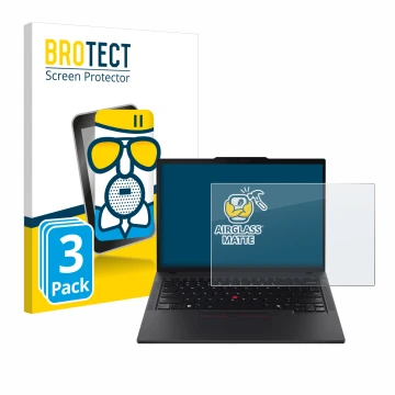 Vorderseite einer Produktverpackung mit dem Markenlogo BROTECT. Daneben ist das Gerät Lenovo ThinkPad T14s Gen 5 mit dem zugeh