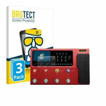 Vorderseite einer Produktverpackung mit dem Markenlogo BROTECT. Daneben ist das Gerät Valeton GP-200R mit dem zugehörigen Disp