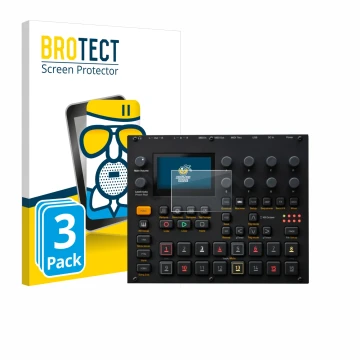 Vorderseite einer Produktverpackung mit dem Markenlogo BROTECT. Daneben ist das Gerät Elektron Digitakt II mit dem zugehörigen