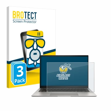 Vorderseite einer Produktverpackung mit dem Markenlogo BROTECT. Daneben ist das Gerät ASUS ZenBook S 13 OLED UX5304 mit dem zu
