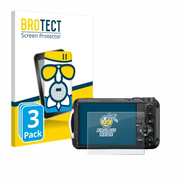 Vorderseite einer Produktverpackung mit dem Markenlogo BROTECT. Daneben ist das Gerät Ricoh Pentax WG-8 mit dem zugehörigen Di