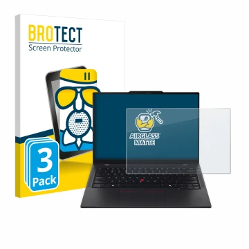 Vorderseite einer Produktverpackung mit dem Markenlogo BROTECT. Daneben ist das Gerät Lenovo ThinkPad T14s Gen 6 mit dem zugeh