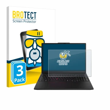 Vorderseite einer Produktverpackung mit dem Markenlogo BROTECT. Daneben ist das Gerät Lenovo ThinkPad P16s Gen 3 mit dem zugeh