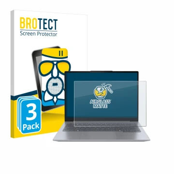 Vorderseite einer Produktverpackung mit dem Markenlogo BROTECT. Daneben ist das Gerät Lenovo ThinkBook 14 Gen 7 mit dem zugehö