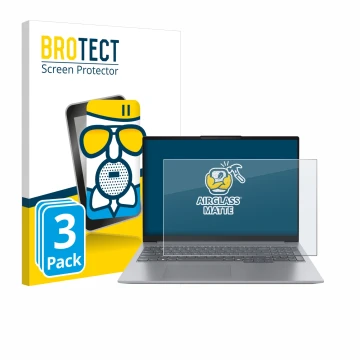 Vorderseite einer Produktverpackung mit dem Markenlogo BROTECT. Daneben ist das Gerät Lenovo ThinkBook 16 Gen 7 mit dem zugehö