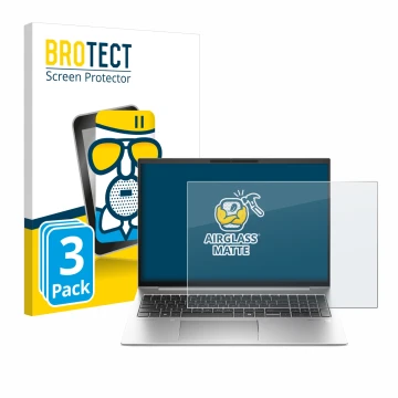 Vorderseite einer Produktverpackung mit dem Markenlogo BROTECT. Daneben ist das Gerät HP EliteBook 845 G11 mit dem zugehörigen
