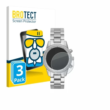 Vorderseite einer Produktverpackung mit dem Markenlogo BROTECT. Daneben ist das Gerät Michael Kors Ritz MK6428 mit dem zugehör