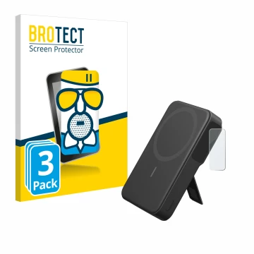 Vorderseite einer Produktverpackung mit dem Markenlogo BROTECT. Daneben ist das Gerät Anker MagGo mit dem zugehörigen Displays