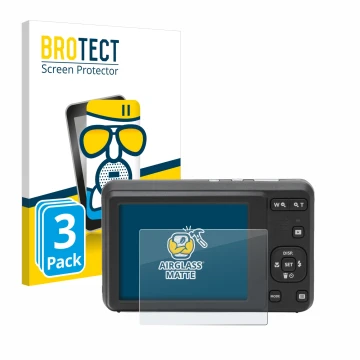 Vorderseite einer Produktverpackung mit dem Markenlogo BROTECT. Daneben ist das Gerät Kodak Pixpro FZ55 mit dem zugehörigen Di