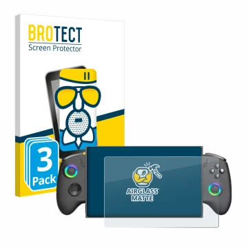 Vorderseite einer Produktverpackung mit dem Markenlogo BROTECT. Daneben ist das Gerät OneXPlayer X1 Mini mit dem zugehörigen D