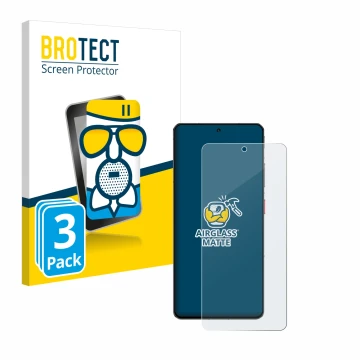 Vorderseite einer Produktverpackung mit dem Markenlogo BROTECT. Daneben ist das Gerät ZTE Nubia Z60S Pro mit dem zugehörigen D