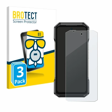 Vorderseite einer Produktverpackung mit dem Markenlogo BROTECT. Daneben ist das Gerät Ulefone Armor 27T Pro mit dem zugehörige