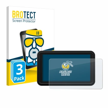 Vorderseite einer Produktverpackung mit dem Markenlogo BROTECT. Daneben ist das Gerät Atomos Shinobi 2 mit dem zugehörigen Dis