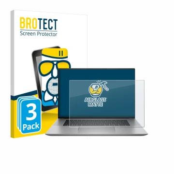 Vorderseite einer Produktverpackung mit dem Markenlogo BROTECT. Daneben ist das Gerät HP Zbook Studio 16 G11 mit dem zugehörig