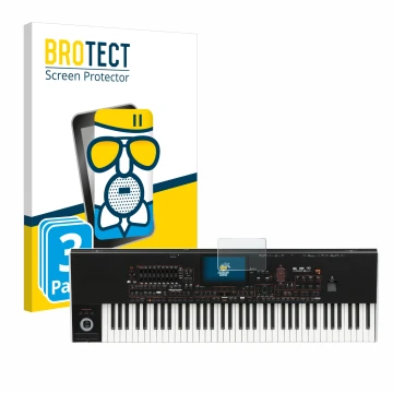Vorderseite einer Produktverpackung mit dem Markenlogo BROTECT. Daneben ist das Gerät KORG Pa4x mit dem zugehörigen Displaysch