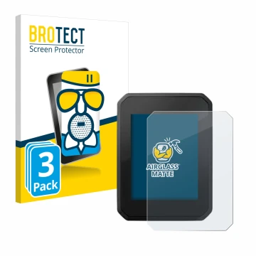 Vorderseite einer Produktverpackung mit dem Markenlogo BROTECT. Daneben ist das Gerät FIT Display Compact 2.0 mit dem zugehöri