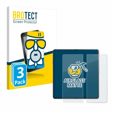 Vorderseite einer Produktverpackung mit dem Markenlogo BROTECT. Daneben ist das Gerät Honor Magic V3 (inneres Display) mit dem