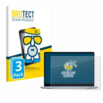 Vorderseite einer Produktverpackung mit dem Markenlogo BROTECT. Daneben ist das Gerät Dell Inspiron 14 7445 2-in-1 mit dem zug