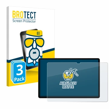 Vorderseite einer Produktverpackung mit dem Markenlogo BROTECT. Daneben ist das Gerät Samsung Galaxy Tab S10 Plus 5G mit dem z