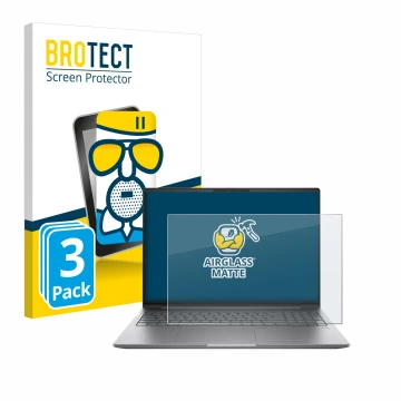Vorderseite einer Produktverpackung mit dem Markenlogo BROTECT. Daneben ist das Gerät HP ZBook Power 16 G11 mit dem zugehörige