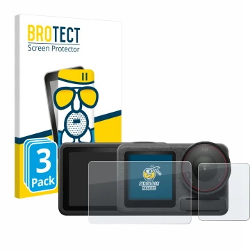 Vorderseite einer Produktverpackung mit dem Markenlogo BROTECT. Daneben ist das Gerät DJI Osmo Action 5 Pro (case-friendly) mi