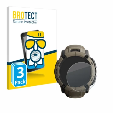 Vorderseite einer Produktverpackung mit dem Markenlogo BROTECT. Daneben ist das Gerät Garmin Instinct 2X Solar Tactical Editio