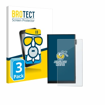 Vorderseite einer Produktverpackung mit dem Markenlogo BROTECT. Daneben ist das Gerät iBasso DX180 mit dem zugehörigen Display