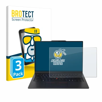 Vorderseite einer Produktverpackung mit dem Markenlogo BROTECT. Daneben ist das Gerät Lenovo ThinkPad X1 Carbon Gen 13 14