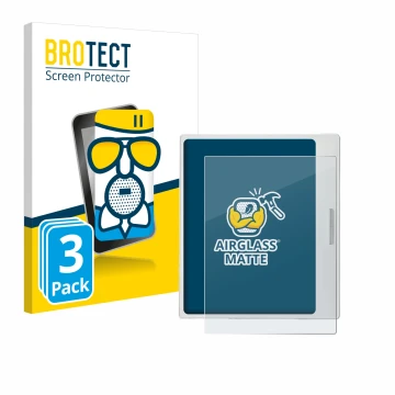 Vorderseite einer Produktverpackung mit dem Markenlogo BROTECT. Daneben ist das Gerät Boox Go Color 7 White Edition mit dem zu