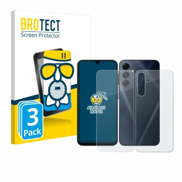 Vorderseite einer Produktverpackung mit dem Markenlogo BROTECT. Daneben ist das Gerät Samsung Galaxy A16 4G (Display+Rückseite