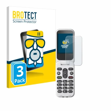 Vorderseite einer Produktverpackung mit dem Markenlogo BROTECT. Daneben ist das Gerät Doro 2820 mit dem zugehörigen Displaysch