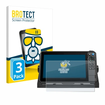 Vorderseite einer Produktverpackung mit dem Markenlogo BROTECT. Daneben ist das Gerät Lowrance HDS-9 Pro mit dem zugehörigen D