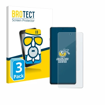 Vorderseite einer Produktverpackung mit dem Markenlogo BROTECT. Daneben ist das Gerät OnePlus 13R mit dem zugehörigen Displays