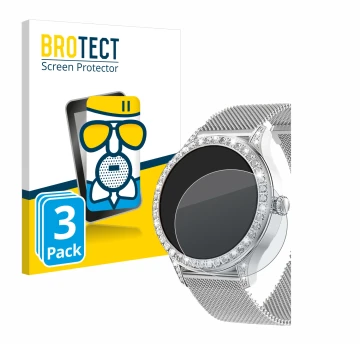 Vorderseite einer Produktverpackung mit dem Markenlogo BROTECT. Daneben ist das Gerät Powerwill Smartwatch 1.27