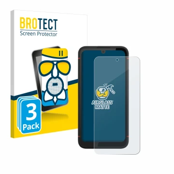 Vorderseite einer Produktverpackung mit dem Markenlogo BROTECT. Daneben ist das Gerät Volla Phone X23 mit dem zugehörigen Disp