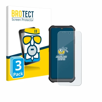 Vorderseite einer Produktverpackung mit dem Markenlogo BROTECT. Daneben ist das Gerät Sonim XP400 mit dem zugehörigen Displays