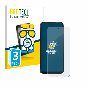 Vorderseite einer Produktverpackung mit dem Markenlogo BROTECT. Daneben ist das Gerät Motorola Moto G05 mit dem zugehörigen Di