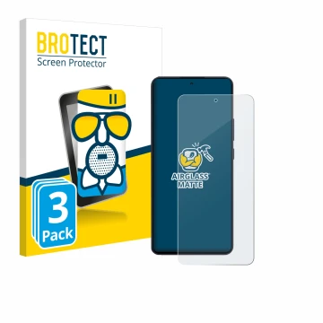 Vorderseite einer Produktverpackung mit dem Markenlogo BROTECT. Daneben ist das Gerät Oppo Reno 13 F mit dem zugehörigen Displ