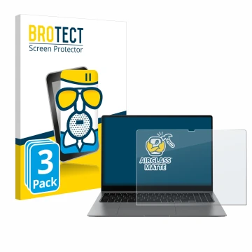 Vorderseite einer Produktverpackung mit dem Markenlogo BROTECT. Daneben ist das Gerät Samsung Galaxy Book5 Pro 16