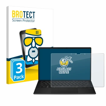 Vorderseite einer Produktverpackung mit dem Markenlogo BROTECT. Daneben ist das Gerät ASUS ROG Flow Z13 2025 mit dem zugehörig